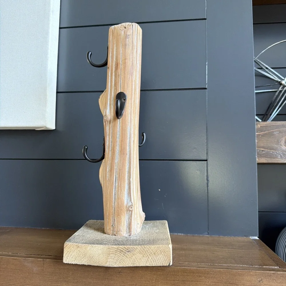 Rustic Driftwood Jewelry Holder Necklace Stand Tree Display 14